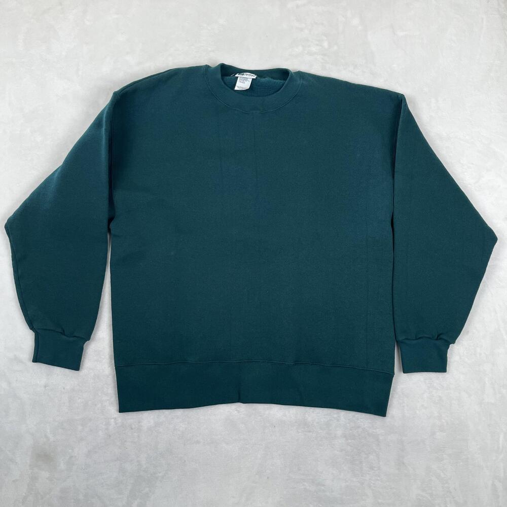 Vintage Pro Spirit Green Blank Fleece Sweatshirt Mens Large 90s